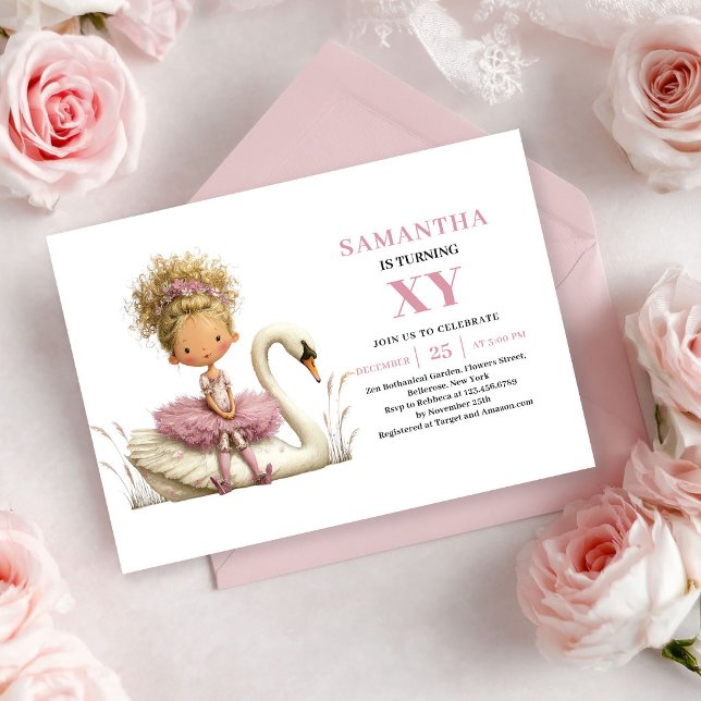 Invitación Niña Hada Encantada Cumpleaños 1 Rosado Rubor (Enchanted Fairy Girl 1st Birthday Blush Pink invitation)