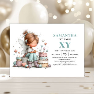 Invitación Niña Hada Encantadora Cumpleaños 9 Fantasía Mágica