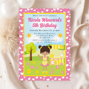Invitación Niña Latina de Limonada Adorable Cumpleaños de Niñ