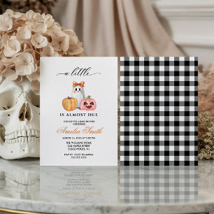 Invitación Niña lazo Fantasma Halloween Baby Shower Little Bo