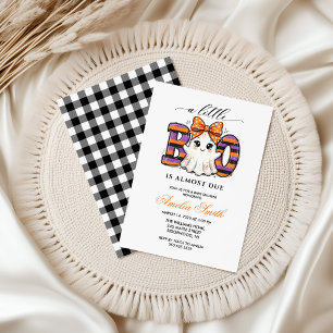 Invitación Niña lazo Fantasma Halloween Baby Shower Little Bo