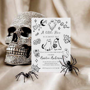 Invitación Niña lazo Fantasma Halloween Little Boo Baby Showe