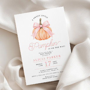 Invitación Niña lazo rosa pequeña calabaza elegante baby show