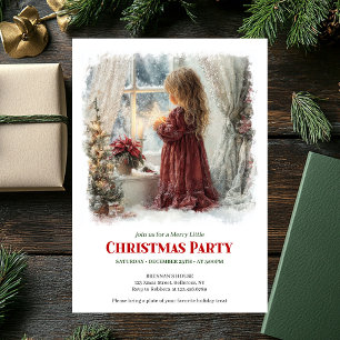 Invitación Niña Mágica Victoriana Esperando a Santa DNL
