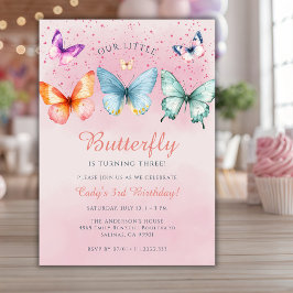 Invitación Niña Mariposa Cumple 3 Años Cumpleaños