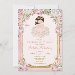 Invitación Niña mexicana rosada: De tres años