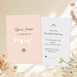 Invitación Niña Minimalista Peach Light Shower