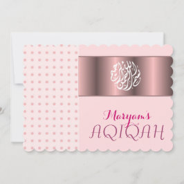 Invitación Niña musulmana rosa aqiqa islámica