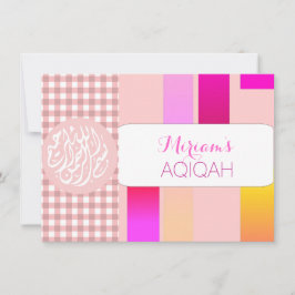 Invitación Niña musulmana rosa aqiqa islámica