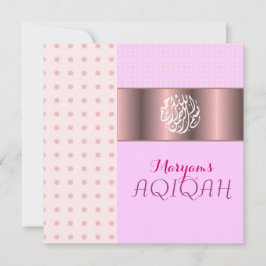 Invitación Niña musulmana rosa aqiqa islámica