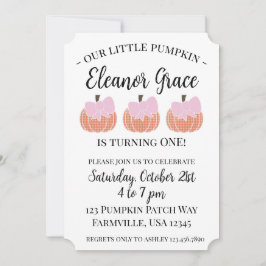 Invitación Niña Nacida Nuestra Pequeña Calabaza Primer Cumple