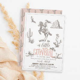 Invitación Niña niña pequeña Chica rosa occidental Baby Showe