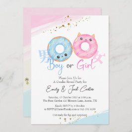 Invitación Niña o Chica revela donut kawaii