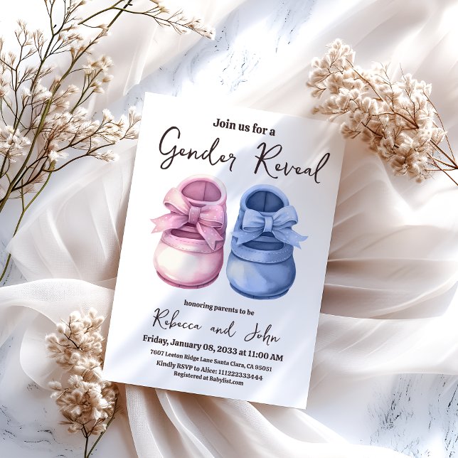 Invitación Niña o Chica Revelación de género de zapato rosa a (Subido por el creador)