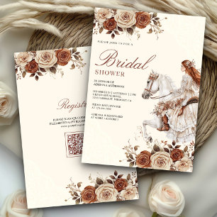 Invitación Niña occidental novia monta en ducha de novias en 