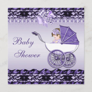 Invitación Niña pequeña en Baby Shower morado