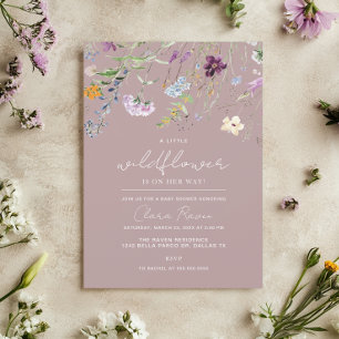 Invitación Niña Pequeña Flor Silvestre Floral Baby Shower
