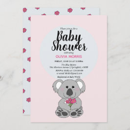 Invitación Niña pequeña Koala Oso Nombre Personalizado Baby S