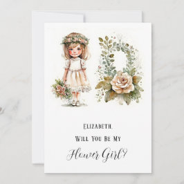 Invitación Niña pequeña y floral serás mi chica flor