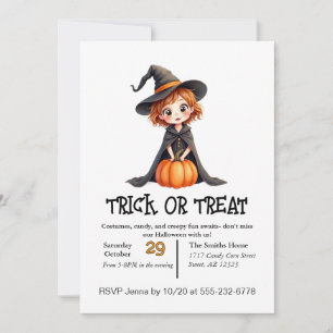 Invitación Niña Pequeña y Linda Pidiendo Dulces