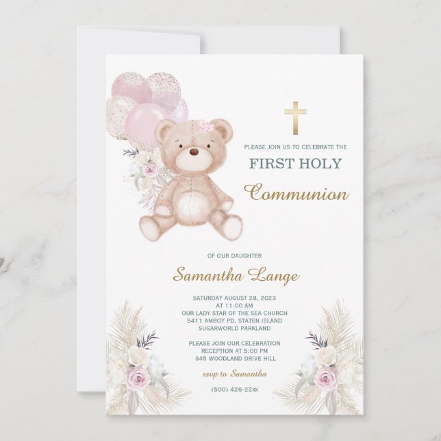 Invitación niña primera comunión (Anverso)