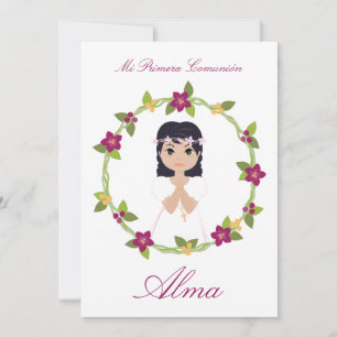 Invitación Niña Primera Comunión con Orla Floral