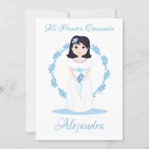 Invitación Niña Primera Comunión con Orla Floral