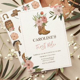 Invitación Niña primeriza rodeo primer cumpleaños