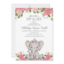 Niña Princesa Tiara Elefante Rosa Floral Sip See