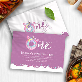 Invitación Niña Púrpura Rosa Dulce Un Primer Cumpleaños Donut