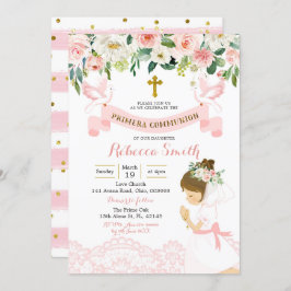Invitación Niña Rezando Primero Santa Comunión
