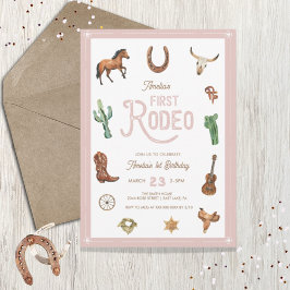 Invitación Niña rodeo-bebé de primer cumpleaños de occidente
