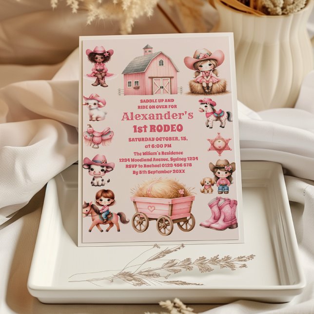 Invitación Niña rodeo-bebé de primer cumpleaños de occidente  (Subido por el creador)