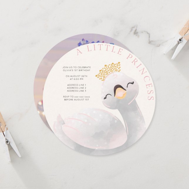 Invitación Niña rosa cualquiera de los chicas de cisne de eda (Anverso/Reverso In Situ)