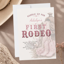 Niña Rosa Vintage Primer Rodeo 1er Cumpleaños