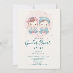 Invitación Niña rosa y azul o Chica Fiesta de revelación de g