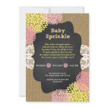 Niña rústica chic baby sprinkle / pizarra de arpil