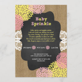 Invitación Niña rústica chic baby sprinkle / pizarra de arpil