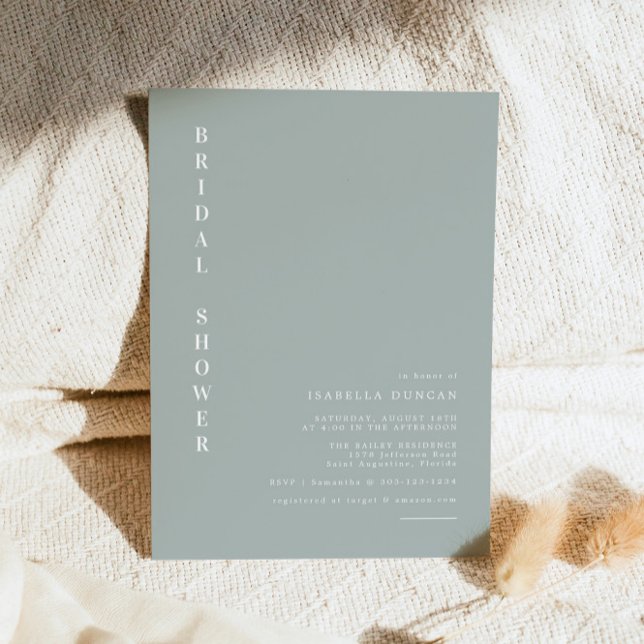 Invitación NINA Sage Green Bohemian Minimal Bridal Shower (Subido por el creador)