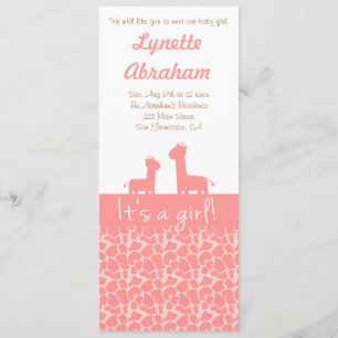 Invitación Niña - Siluetas y estampados de jirafas rosadas
