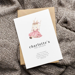 Invitación Niña simple conyugal moderna Primera cumpleaños