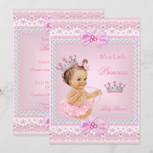 Invitación Niña Tiara Princesa Baby Shower Rosado Perlas Marr