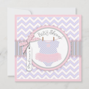 Invitación Niña Tutu Chevron Imprimir Baby Shower