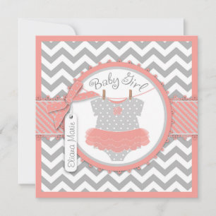 Invitación Niña Tutu Chevron Imprimir Baby Shower