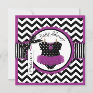 Invitación Niña Tutu Chevron Imprimir Baby Shower