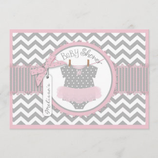 Invitación Niña Tutu Chevron Imprimir Baby Shower