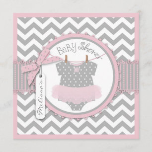 Invitación Niña Tutu Chevron Imprimir Baby Shower