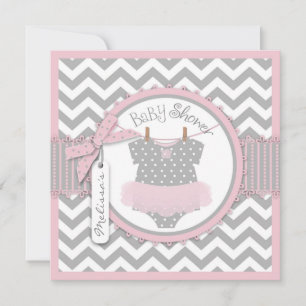 Invitación Niña Tutu Chevron Imprimir Baby Shower