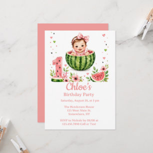 Invitación Niña Una en un Melón Cumpleaños 1º