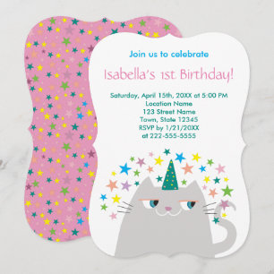Invitación Niña Unicornio Rosa Cumpleaños 1 año
